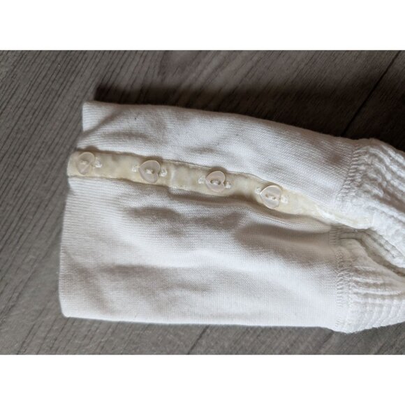 Coldwater Creek White Waffle Knit Long Sleeve Top Button Cuffs Size M - Picture 5 of 8